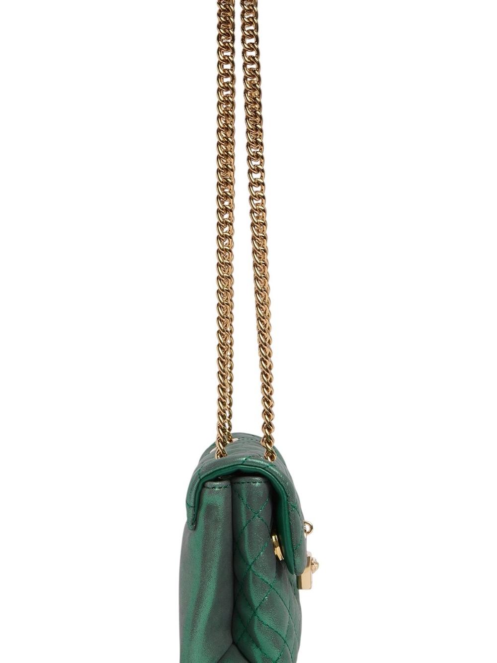Kurk Geiger Metallic Emerald Quilted Crossbody with Gold Chain Strap - Picture 3 of 7